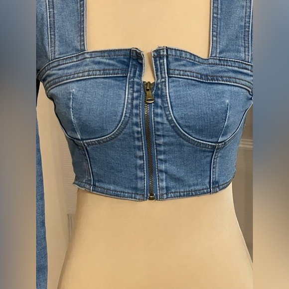 Denim Diva~ Puff Sleeves ~ Bustier Top ~ Small - Picture 13 of 15